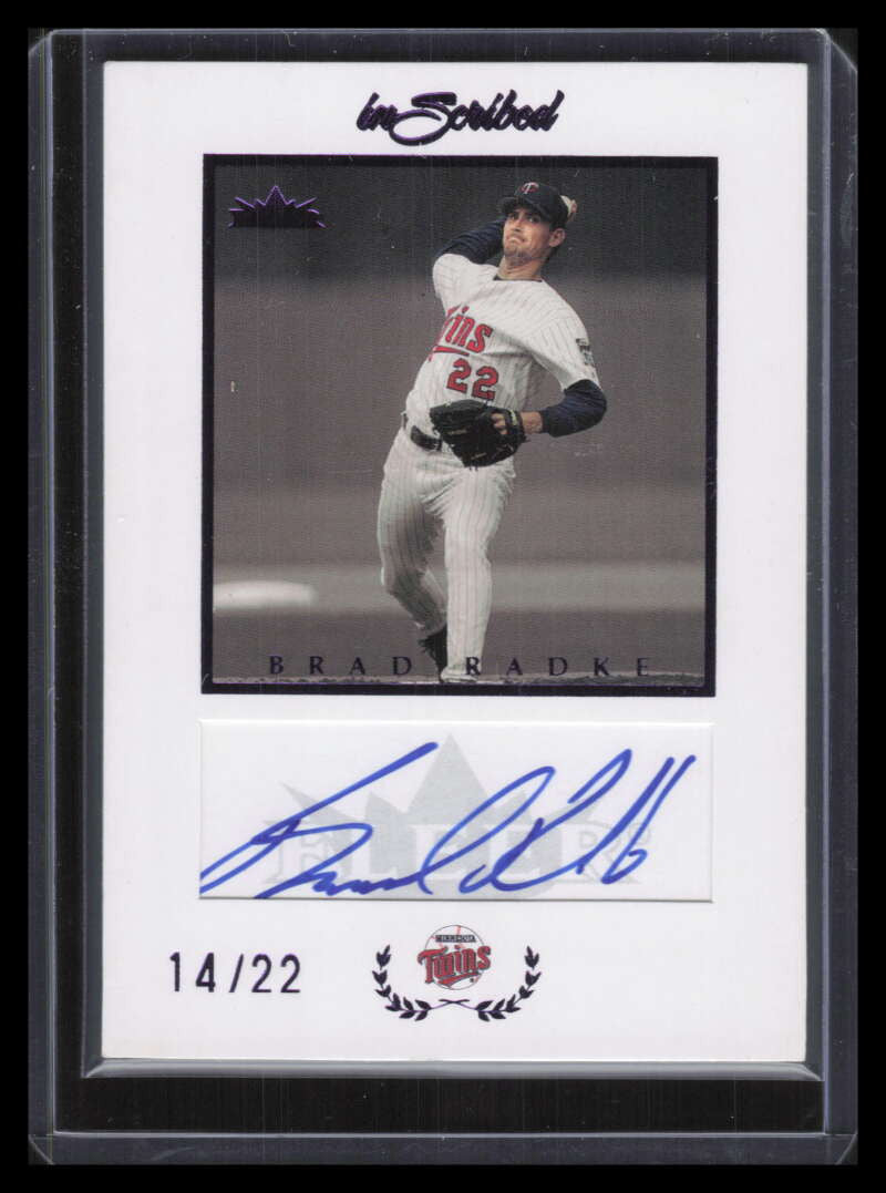 2004 Fleer InScribed Autographs Purple BR Brad Radke Auto 14/22