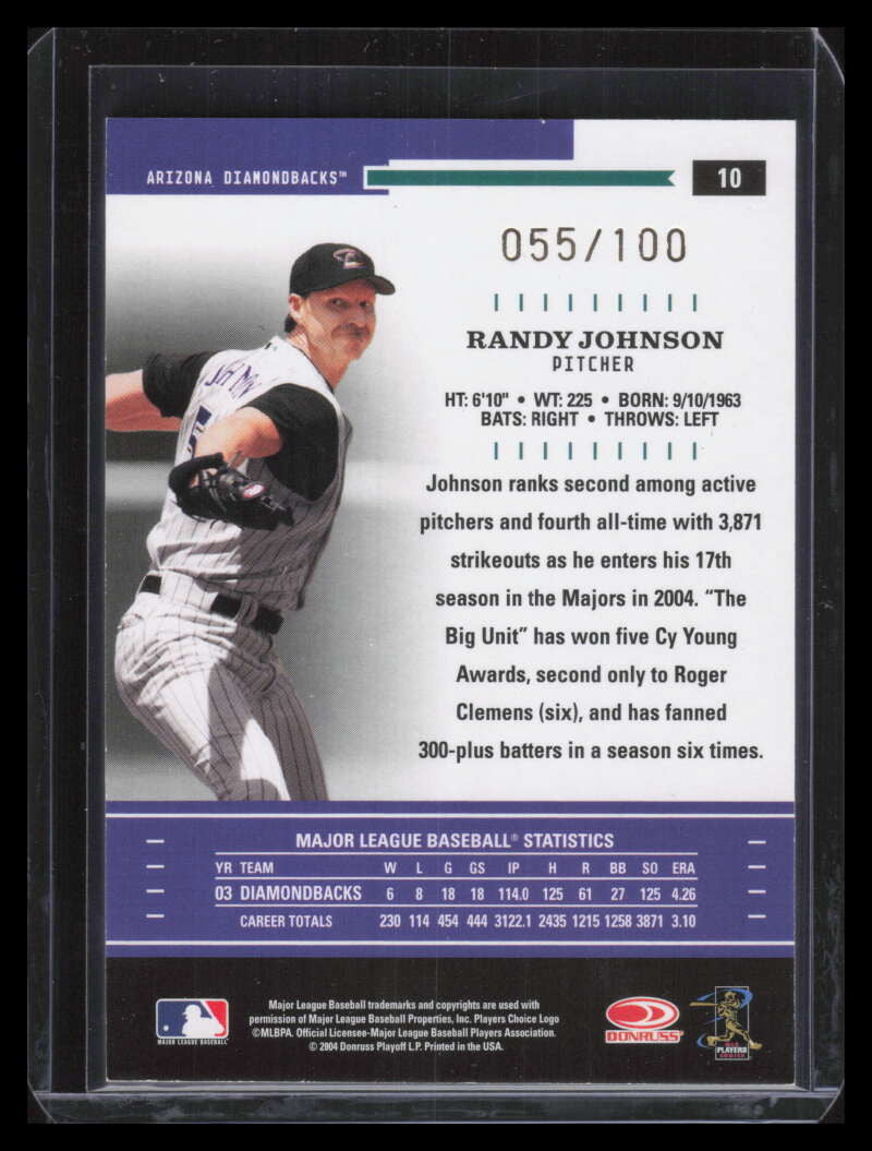 2004 Throwback Threads Gold Proof 10 Randy Johnson 55/100