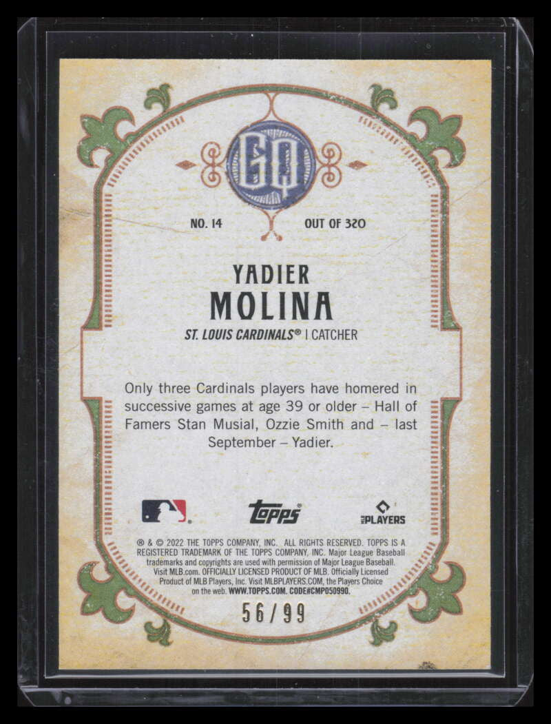 2022 Topps Gypsy Queen Sepia 14 Yadier Molina 56/99
