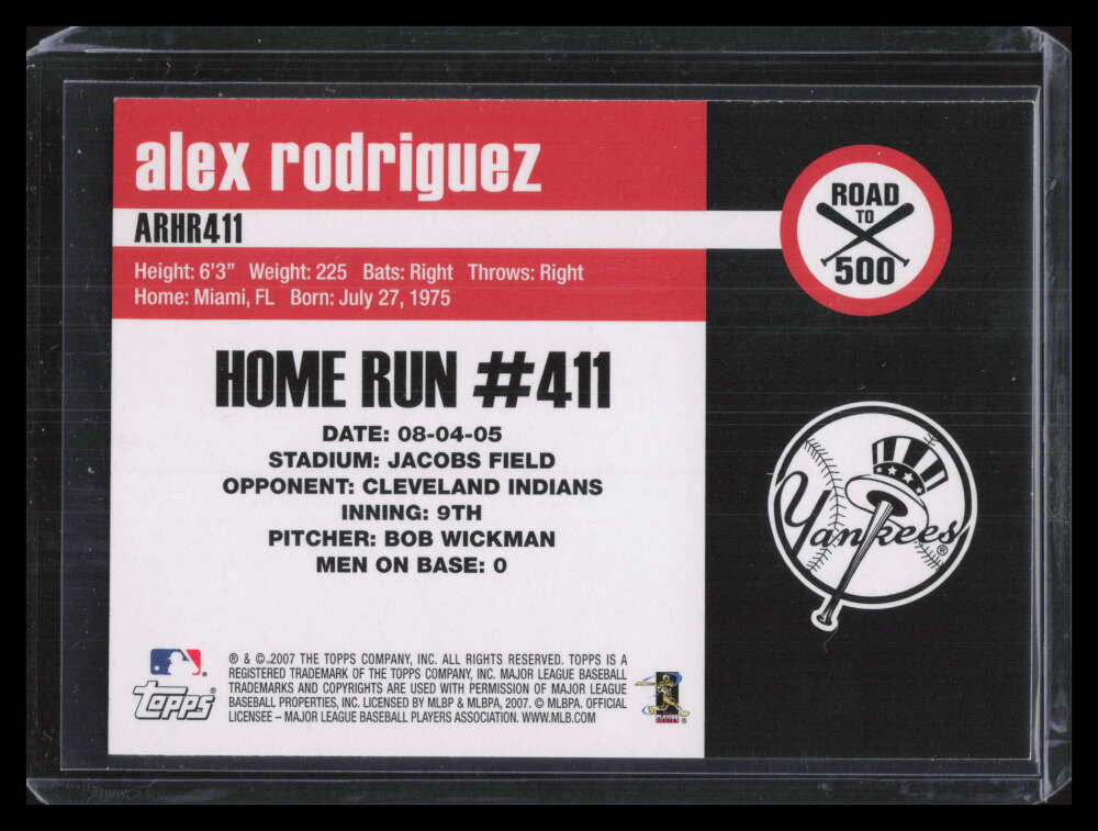2007 Topps Alex Rodriguez Road to 500 arhr411 Alex Rodriguez Bowman's Best