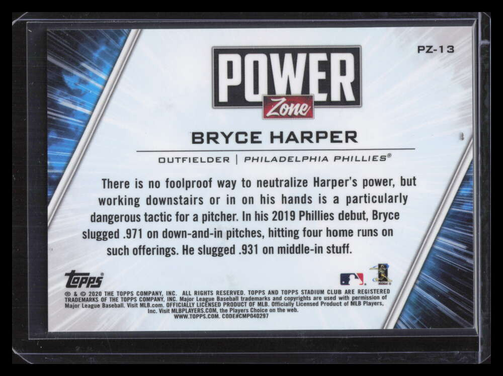 2020 Stadium Club Chrome Power Zone Gold Refractor pz13 Bryce Harper 38/50
