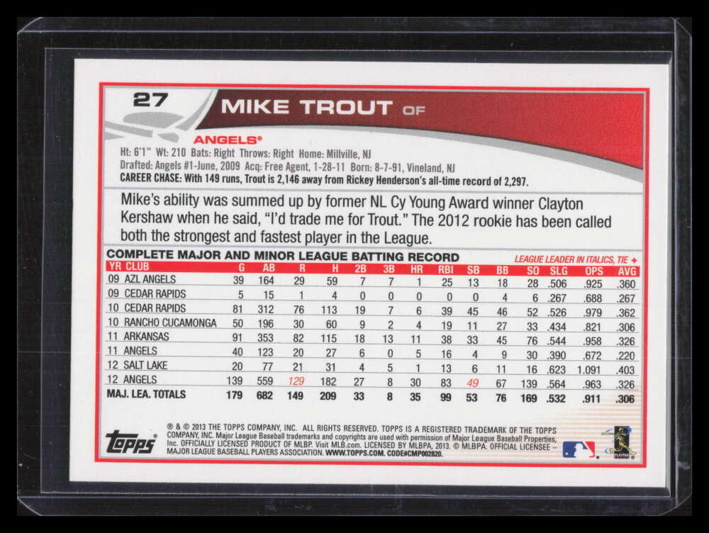 2013 Topps Emerald 27 Mike Trout 132627