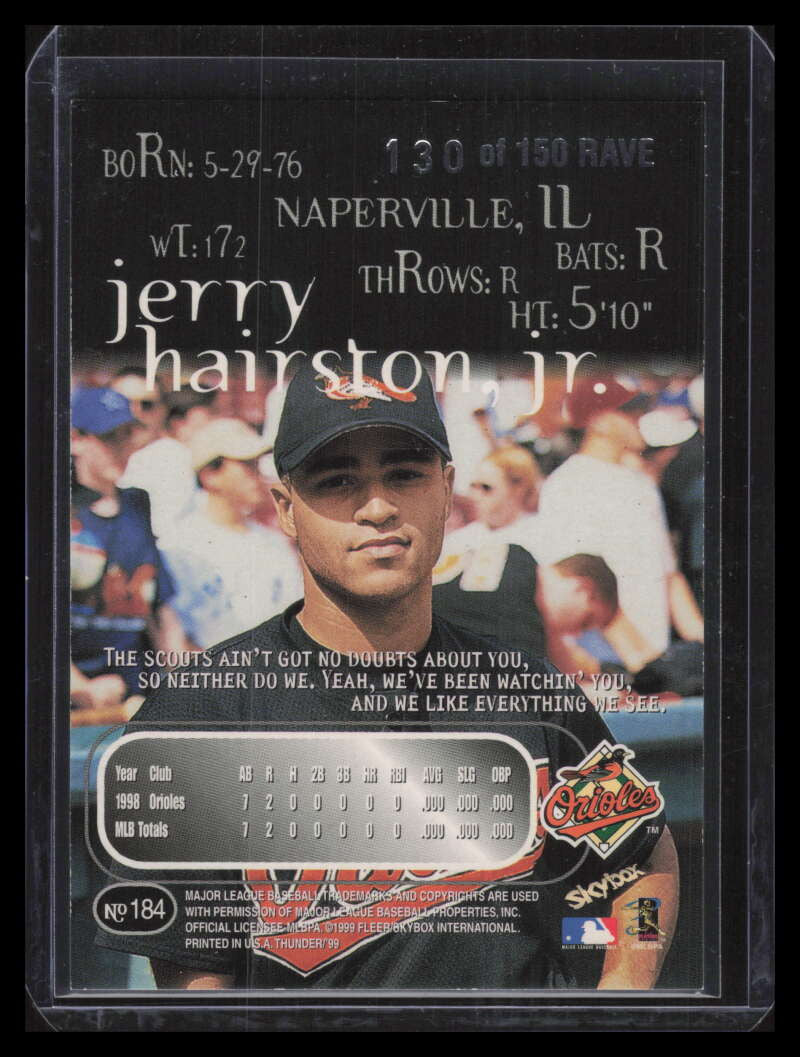 1999 SkyBox Thunder Rave 184 Jerry Hairston Jr. 130/150