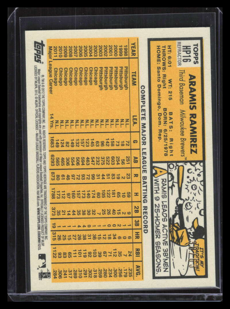 DELETE 137814 2012 Topps Heritage Chrome Black Refractor hp16 Aramis Ramirez 38/63