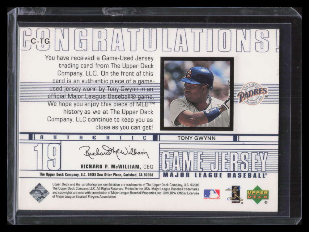 2001 Upper Deck Game Jersey CTG Tony Gwynn Jersey
