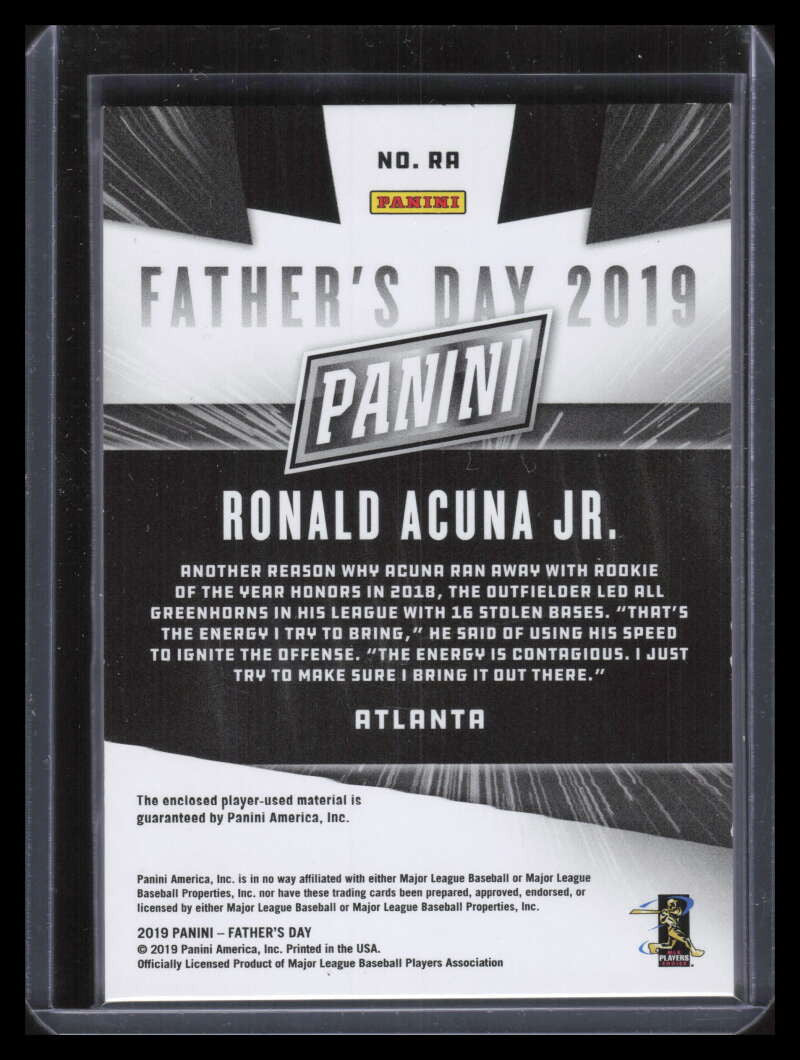 2019 Panini Father's Day Baseball Memorabilia RA Ronald Acuna Jr. Jersey 3/99