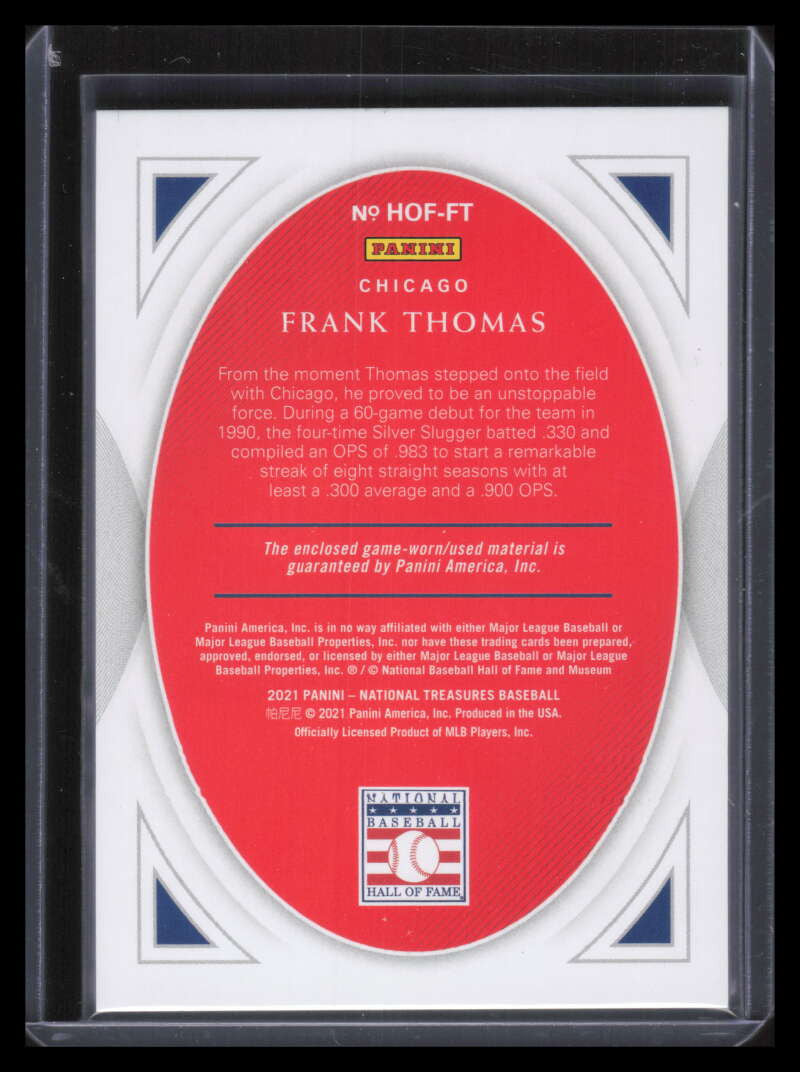 2021 Panini National Treasures Hall Fame Materials Gold Frank Thomas Bat 13/25