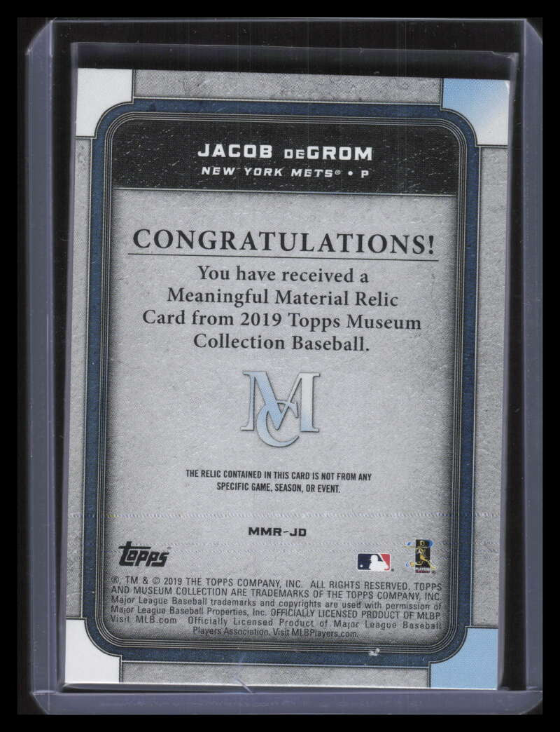 2019 Topps Museum Meaningful Material Relics Ruby MMRJd Jacob deGrom Patch 4/10