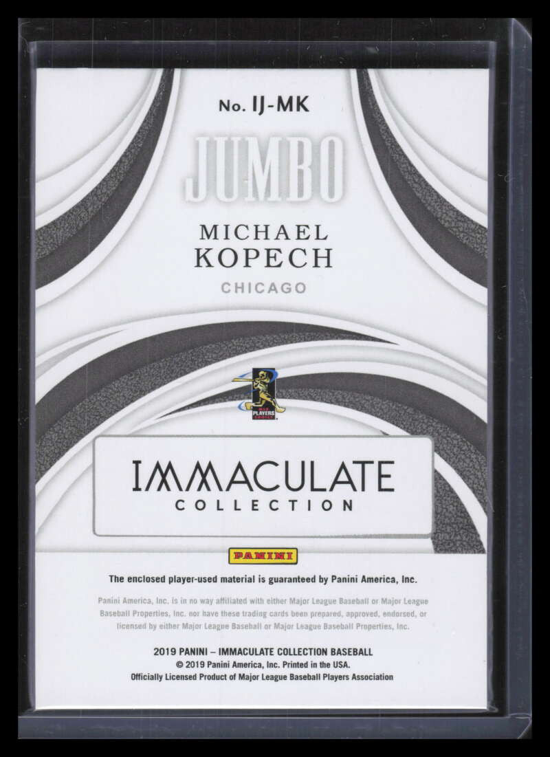 2019 Immaculate Collection Jackets 13 Michael Kopech Rookie Jumbo Patch 3/6
