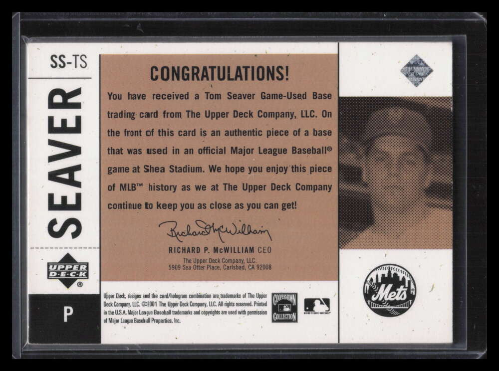 2001 Upper Deck Legends of NY SSTS Tom Seaver Shea Stadium Base 83/100 READ