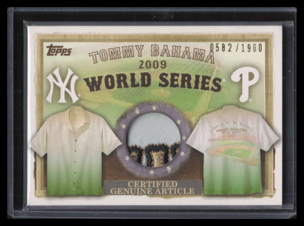 2010 Topps Tommy Bahama World Series Memorabilia BM Shirt Patch 582/1900