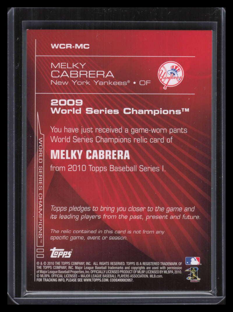 DELETE 137897 2010 Topps World Champion Relics MC Melky Cabrera Jersey 17/100