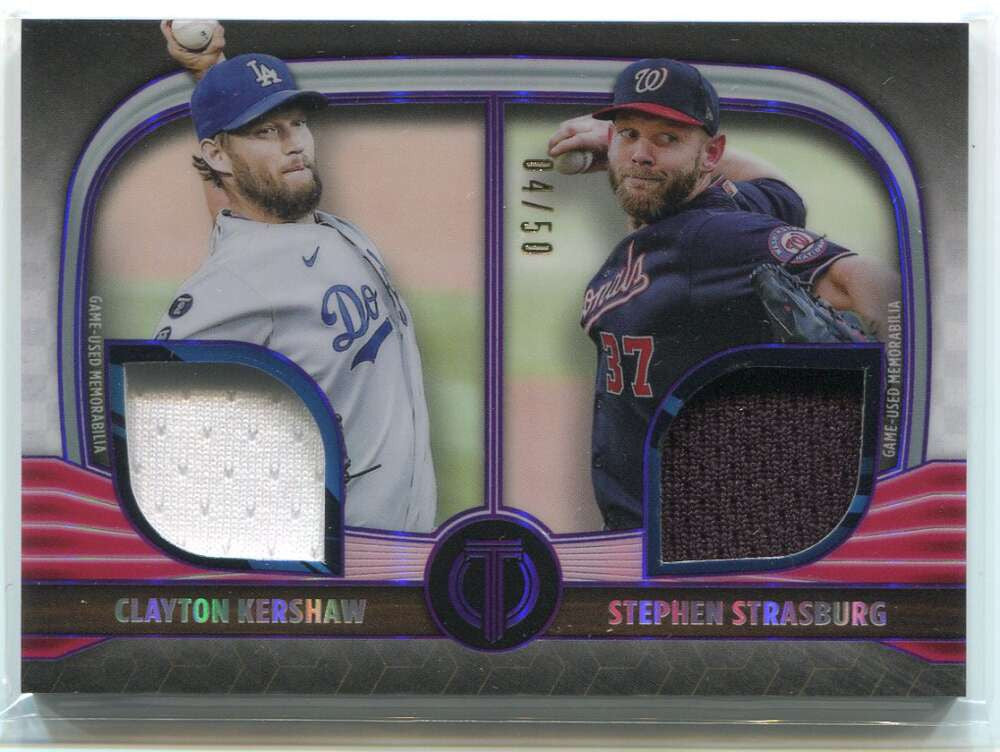 2022 Topps Tribute Player Relics Purple dr2ks Strasburg Kershaw Dual Jersey 4/50