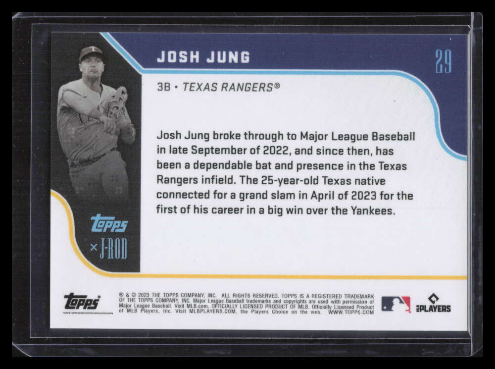 2023 Topps X J-Rod Purple Foil 29 Josh Jung Rookie 55/75