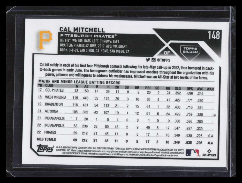 2023 Topps Chrome Gilded Gold Etch Wave Refractor 148 Cal Mitchell Rookie 75/75