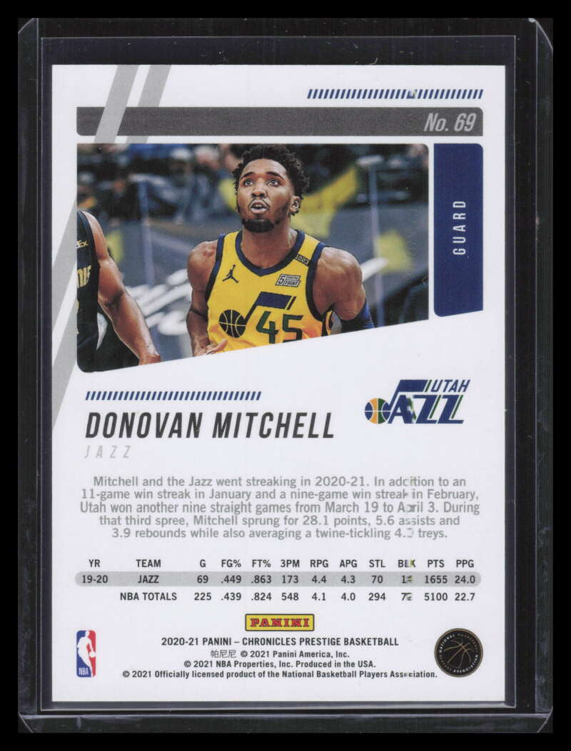 2020-21 Panini Chronicles Blue 69 Donovan Mitchell Prestige 48/99