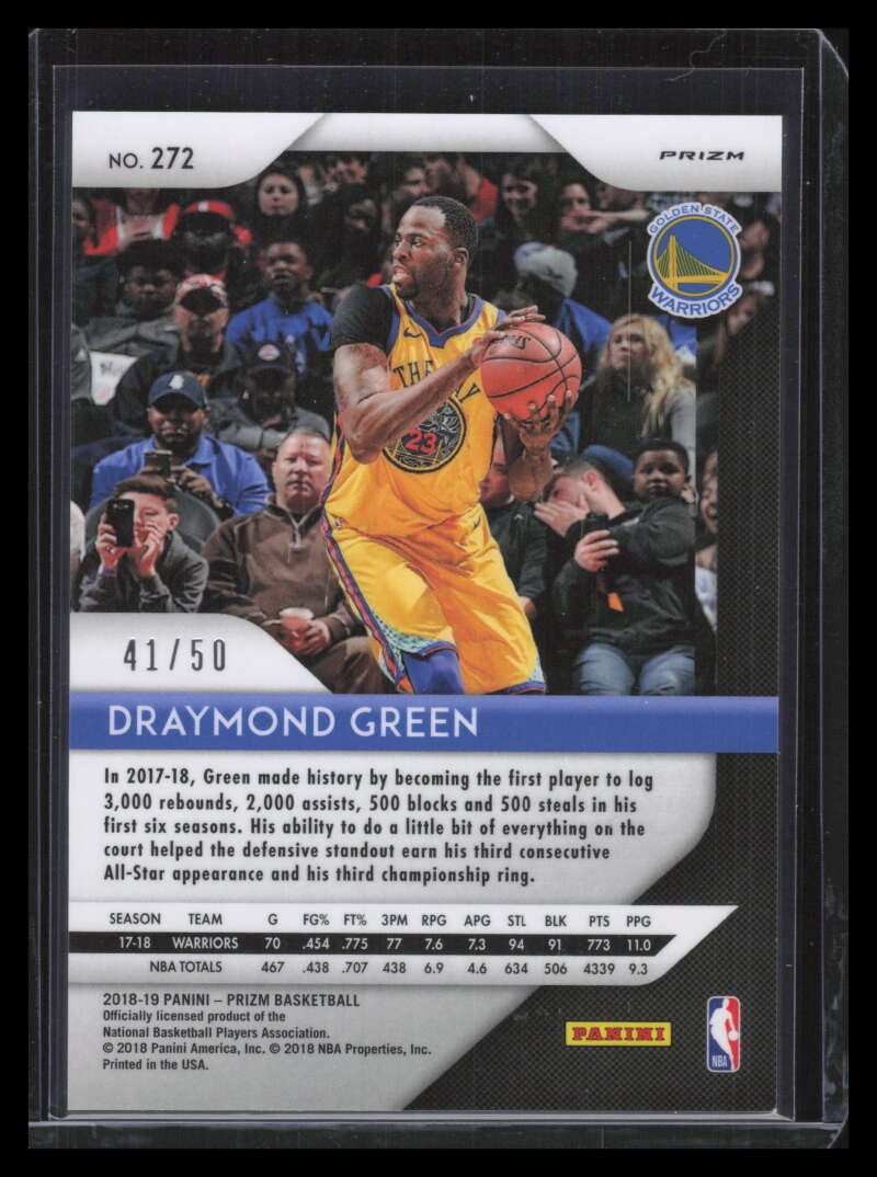 2018-19 Panini Prizm Prizms Fast Break Pink Refractor 272 Draymond Green 41/50
