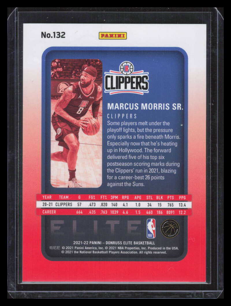 2021-22 Elite FOTL Bronze 132 Marcus Morris Sr. 4/17