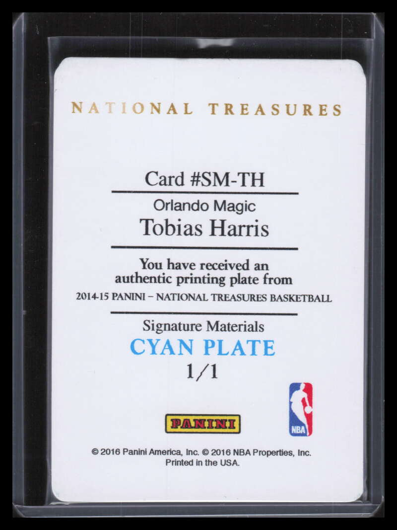 DELETE 138169 2014-15 National Treasures Signature Materials Printing Plate Tobias Harris 1/1