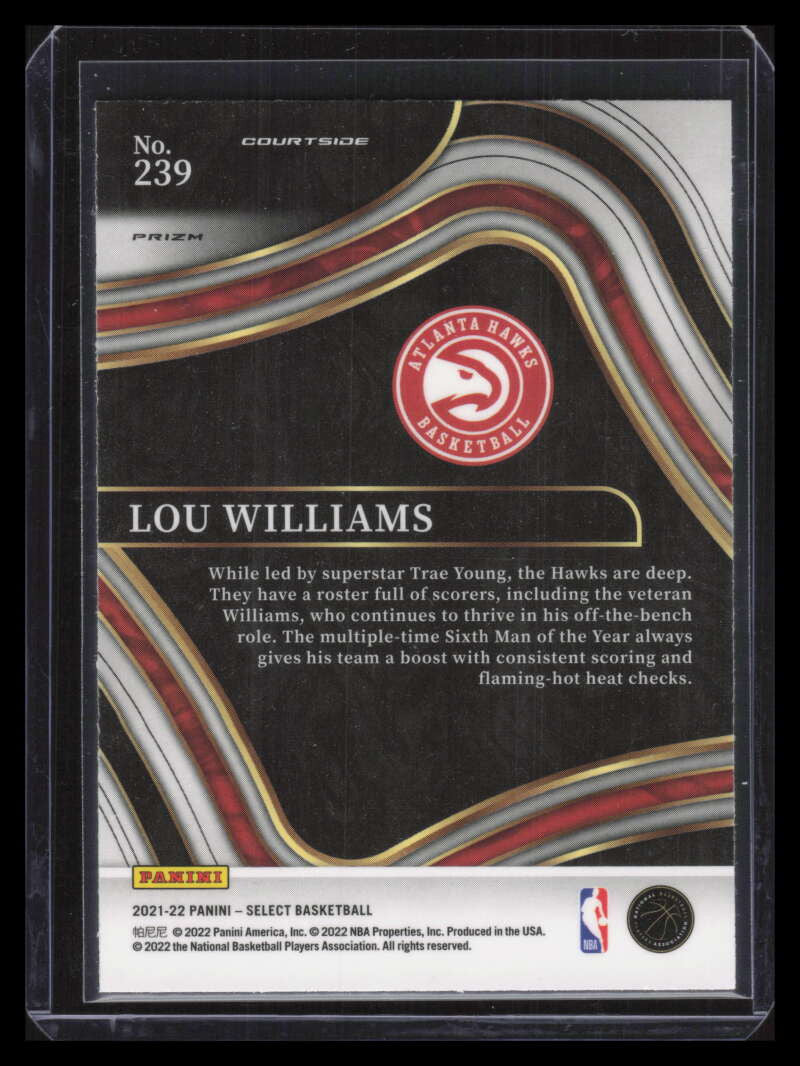DELETE 138171 2021-22 Select Prizms Zebra Refractor 239 Lou Williams Courtside