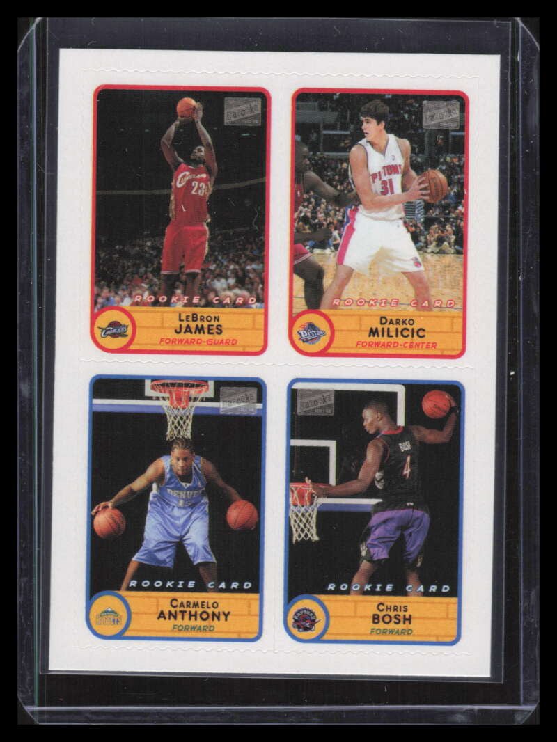 SOLD 138217 2003-04 Bazooka Four on One Stickers Milicic Bosh Carmelo Anthony LeBron Rookie
