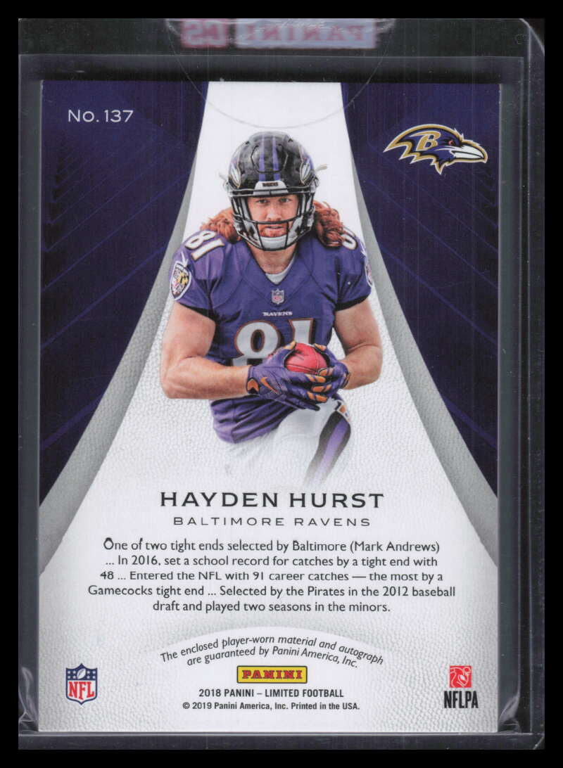 2018 Limited Gold Spotlight 137 Hayden Hurst Rookie Patch Auto 39/50
