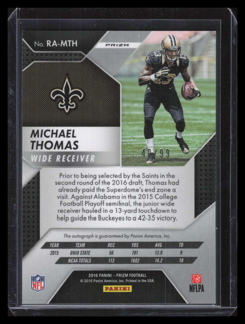 2016 Panini Prizm Autographs Purple Scope 13 Michael Thomas Rookie Auto 40/99