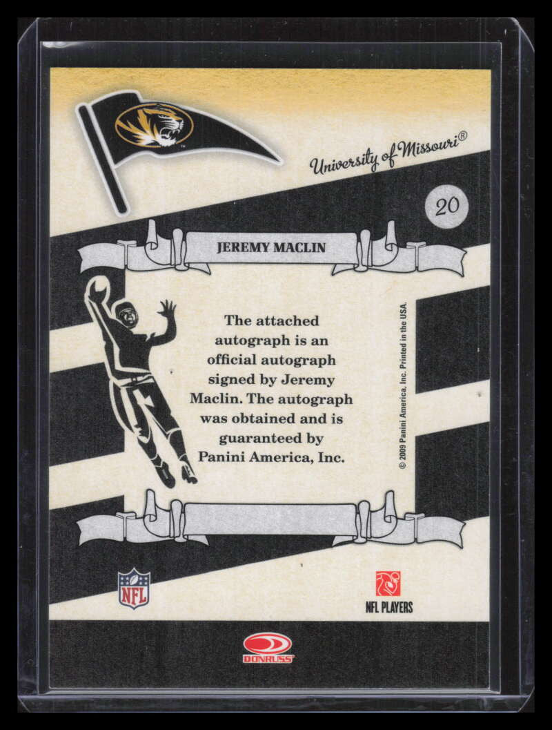 2009 Donruss Classics School Colors Autographs 20 Jeremy Maclin Rookie Auto