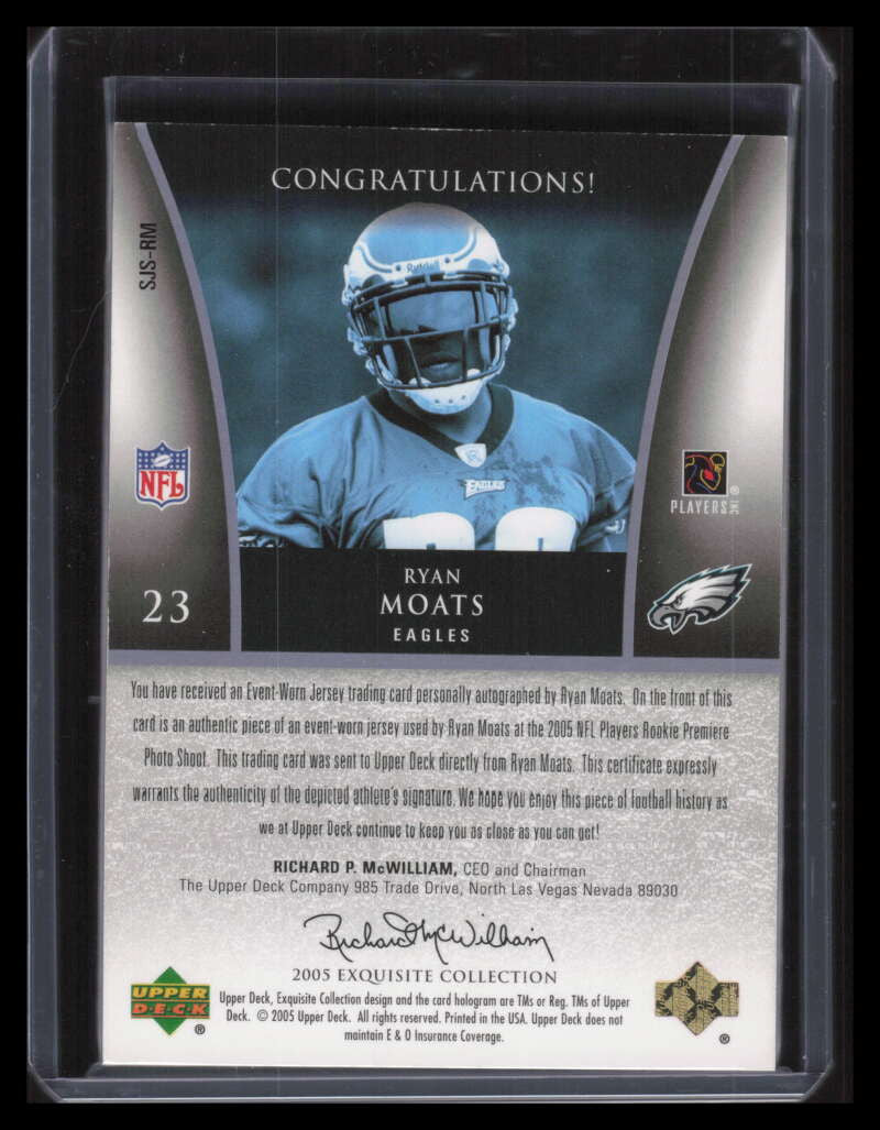2005 Exquisite Super Autographs SJSRM Ryan Moats Rookie Jumbo Jersey Auto 15/15