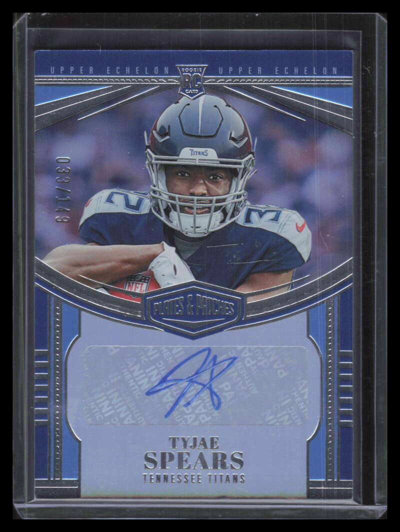 DELETE 138350 2023 Panini Plates Patches Upper Echelon Autograph Tyjae Spears Rookie Auto /149