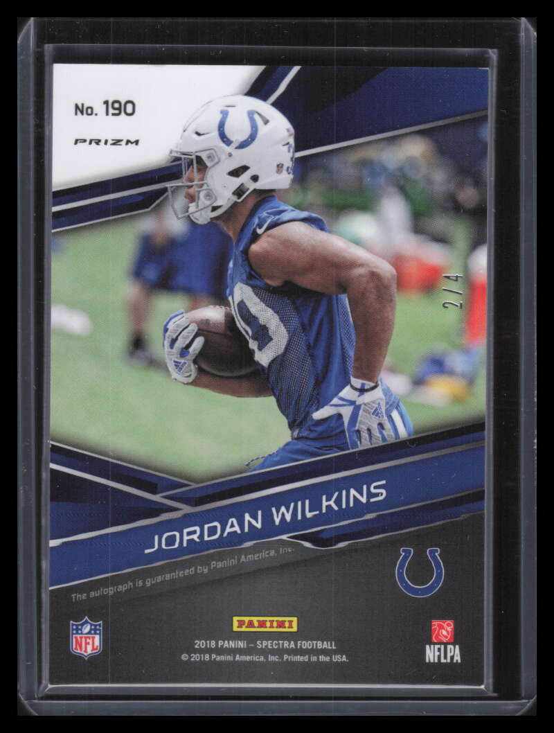 2018 Panini Spectra Neon Marble 190 Jordan Wilkins Rookie Auto 2/4