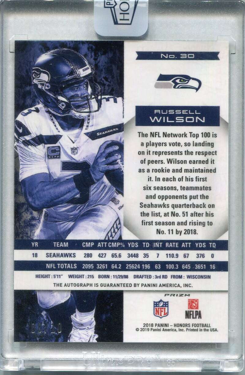 2018 Panini Honors Signatures Gold 30 Russell Wilson Auto 8/10