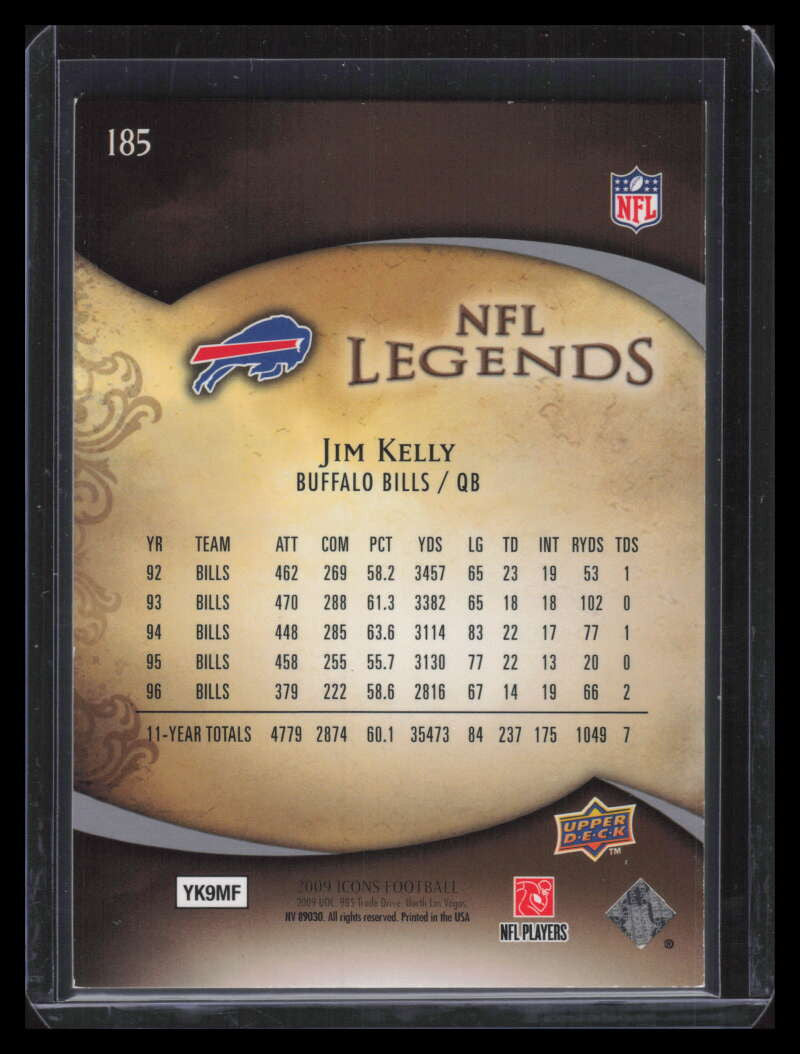 SOLD 138378 2009 Upper Deck Icons Gold Foil 185 Jim Kelly 31/99