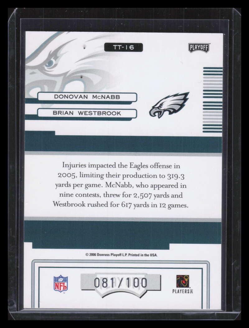 2006 Absolute Memorabilia Team Tandems Spectrum 16 Westbrook McNabb 81/100