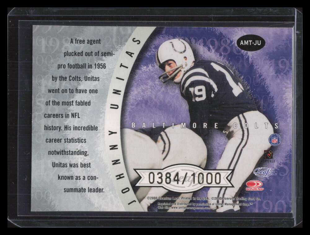 2000 Quantum Leaf All-Millennium Team JU Johnny Unitas 384/1000