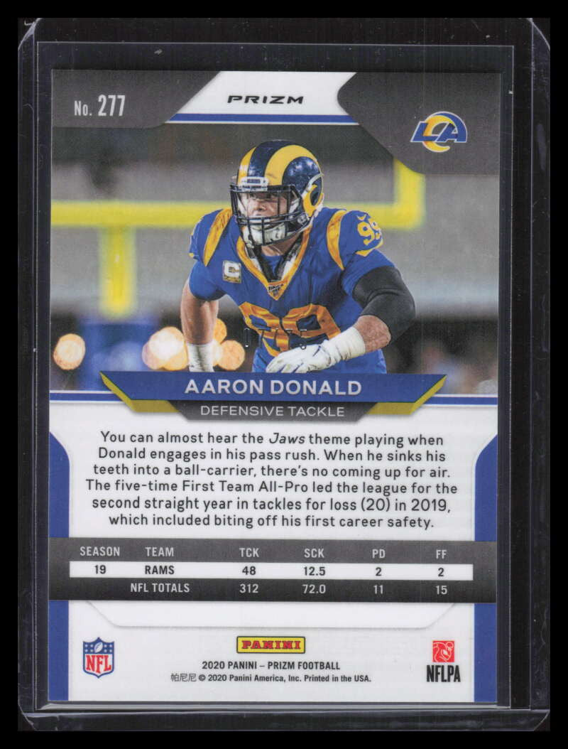 2020 Panini Prizm Prizms Green Scope Refractor 277 Aaron Donald 7/75