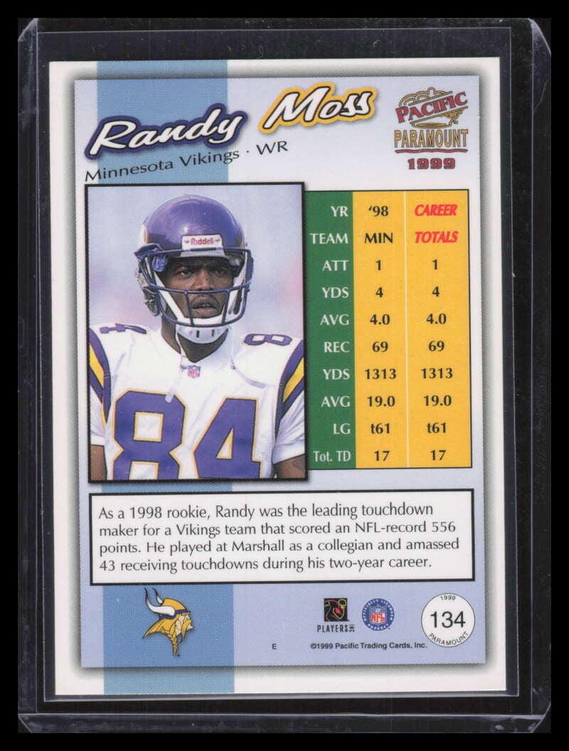 1999 Paramount Platinum Blue 134 Randy Moss
