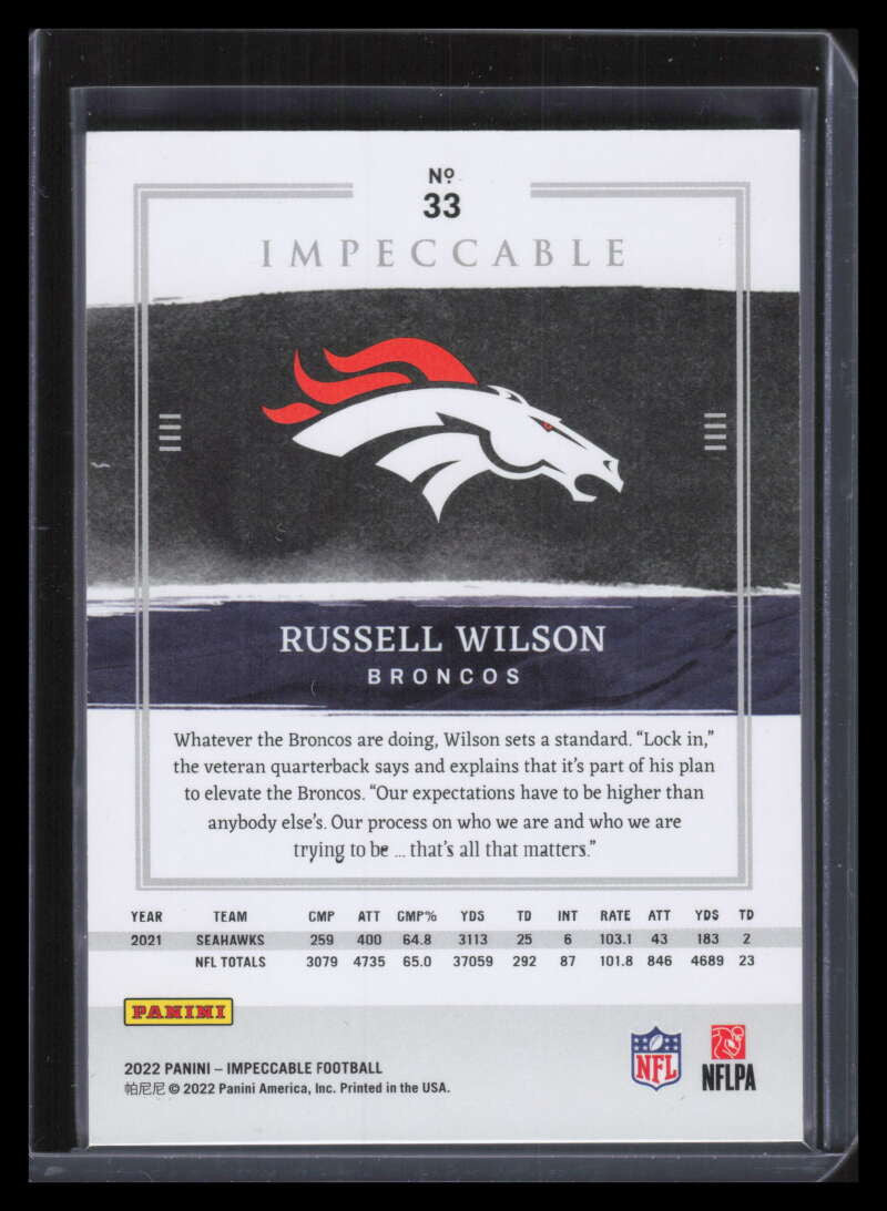 2022 Panini Impeccable Emerald 33 Russell Wilson 4/5