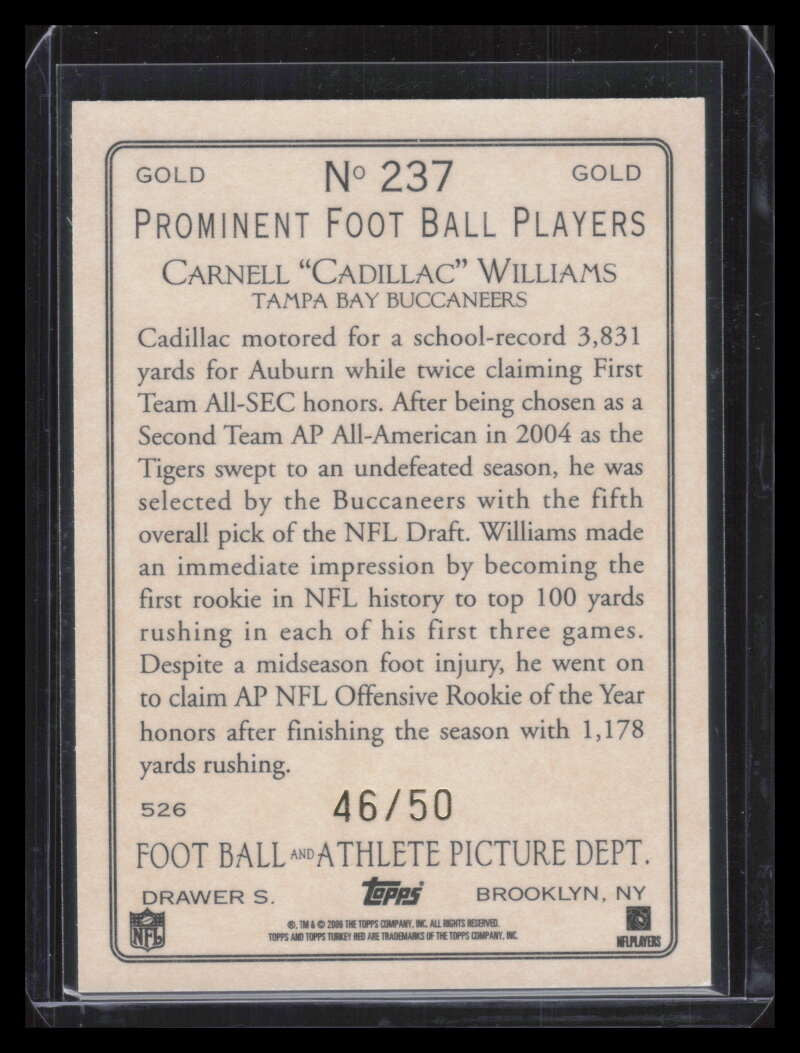 2006 Topps Turkey Red Gold 237 Carnell Cadillac Williams 46/50