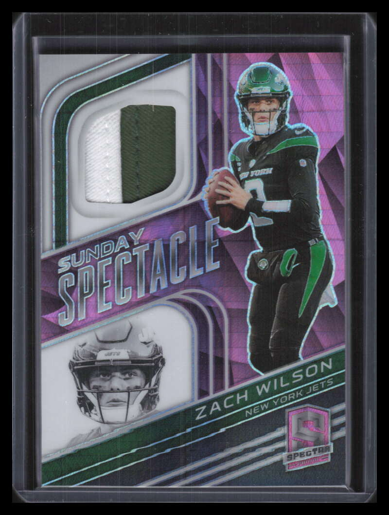 DELETE 138532 2022 Panini Spectra Sunday Spectacle Materials Neon Pink Zach Wilson Patch 9/15