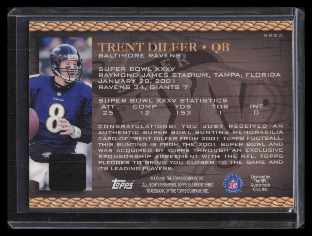 SOLD 138569 2001 Topps Super Bowl Bunting sbb2 Trent Dilfer Super Bowl XXXV Bunting