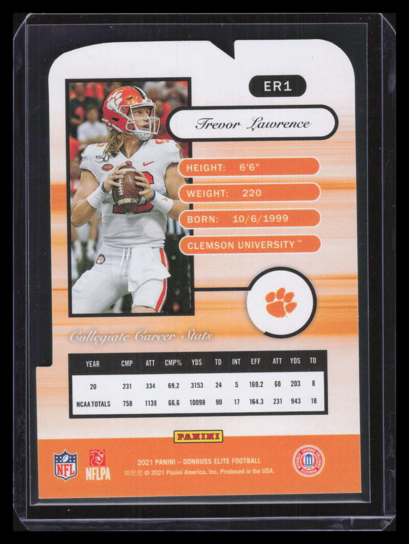 2021 Elite '01 Elite Rookies Aspirations Die Cut 1 Trevor Lawrence Rookie 14/84