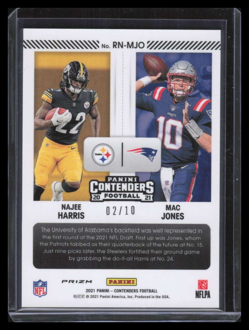 2021 Panini Contenders Optic Round Numbers Gold Mac Jones Najee Harris RC 2/10