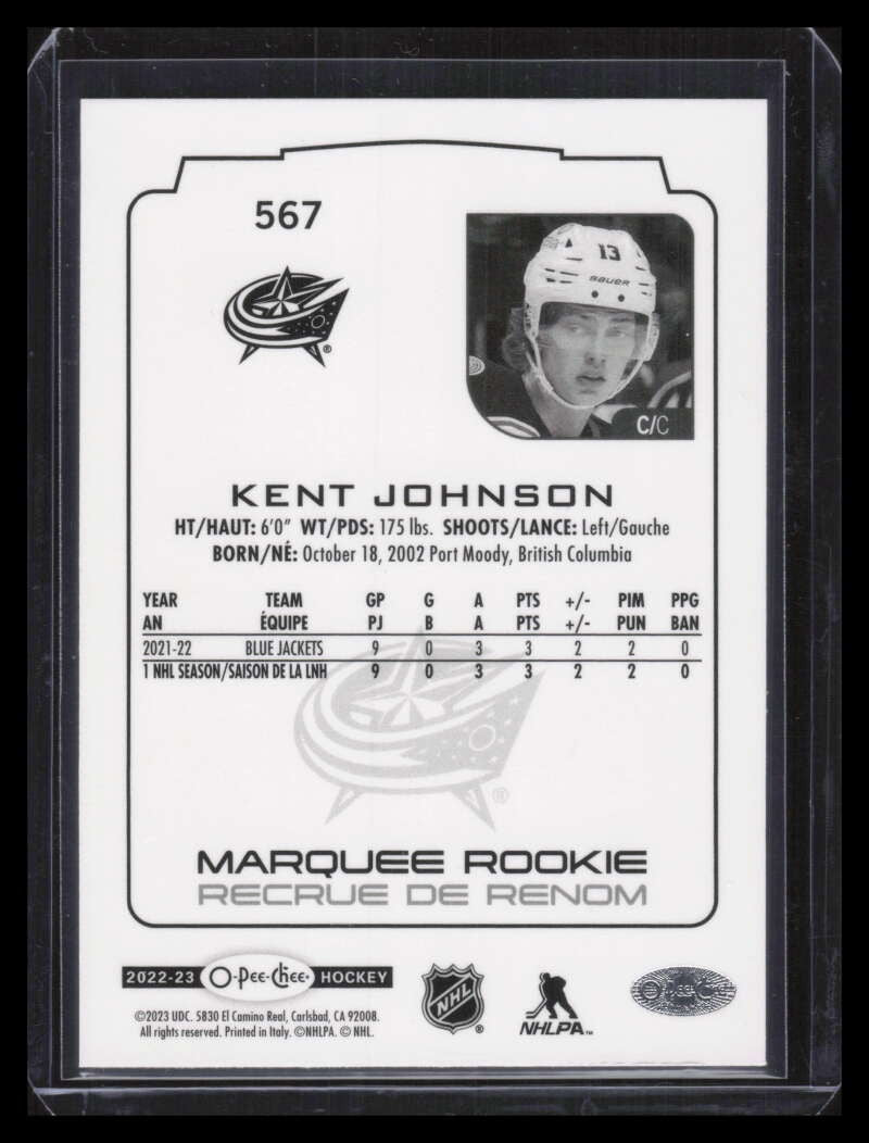 2022-23 O-Pee-Chee Rainbow 567 Kent Johnson Rookie 199/350
