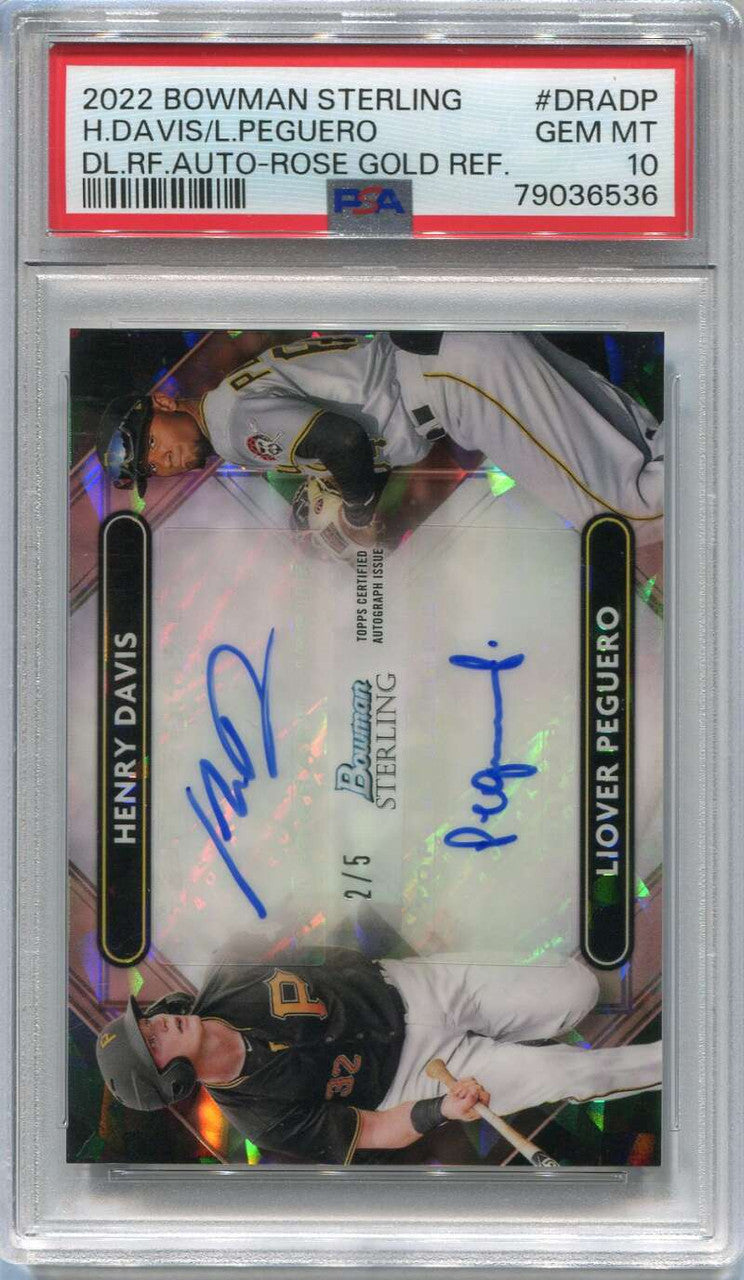 2022 Bowman Sterling Atomic Refractor Peguero Henry Davis Rookie Auto 2/5 PSA 10