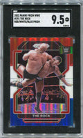 2022 Panini Prizm WWE Prizms Red White and Blue Refractor 191 The Rock SGC 9.5
