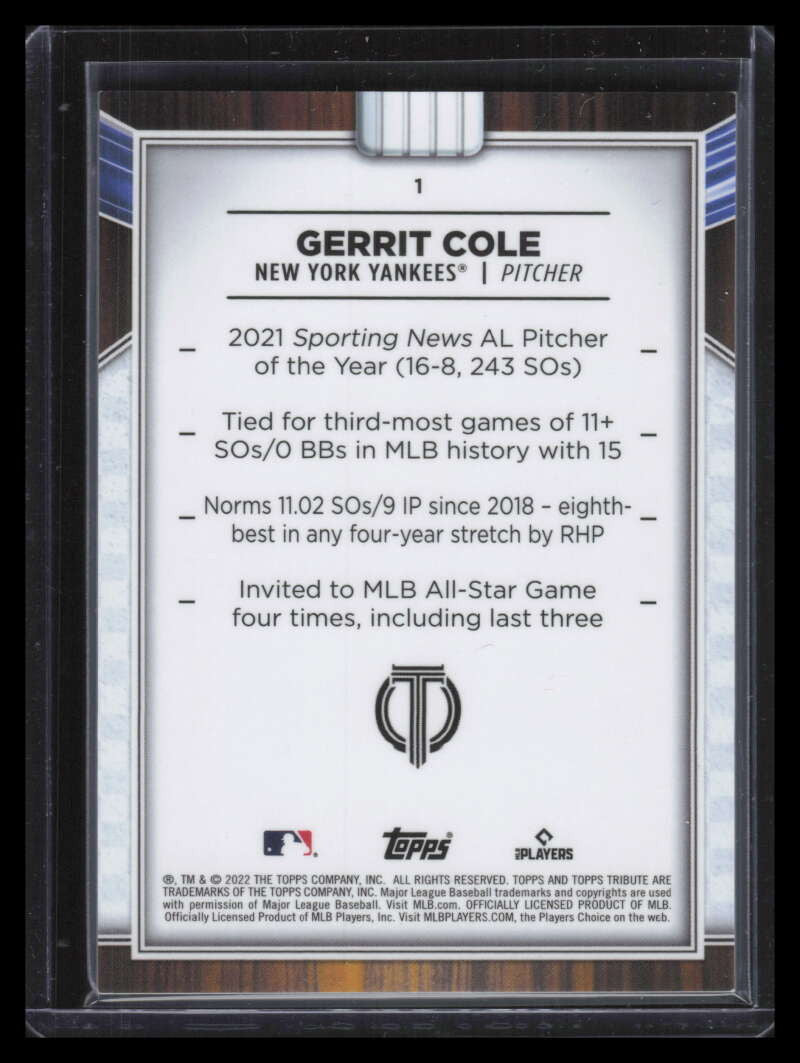 2022 Topps Tribute Green 1 Gerrit Cole 54/99