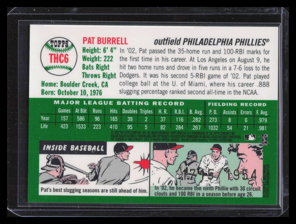 2003 Topps Heritage Chrome thc6 Pat Burrell 1715/1954