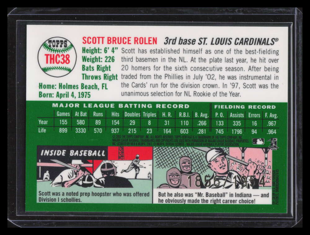2003 Topps Heritage Chrome thc38 Scott Rolen 1856/1954