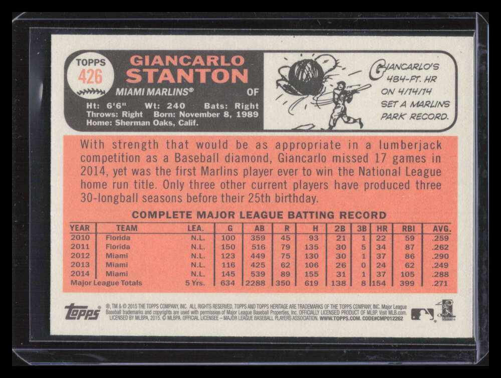 2015 Topps Heritage 426b Giancarlo Stanton Action SP